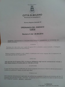 ordinanza comune bojano