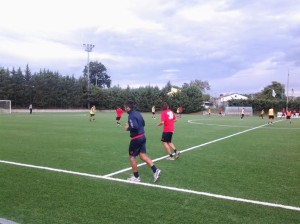 L'allenamento del giovedì del Campobasso: di spalle Miani e Di Gennaro che hanno lavorato a parte