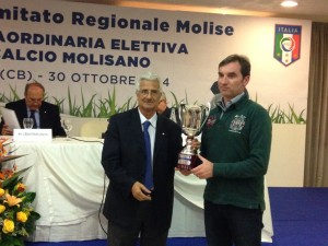 Il presidente Giulio Perrucci alla 'Festa del calcio molisano' (foto sito ufficiale Campobasso)