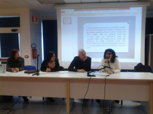 Le professoresse Chierchia, Fraracci e Presutti con il giornalista Iannacone in un precedente incontro al Liceo Scientifico