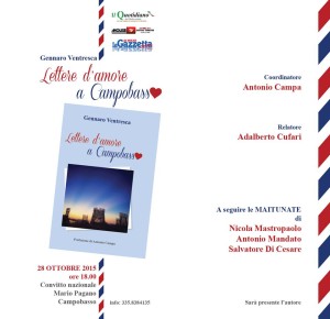 Lettere d'amore a Campobasso è l'ultima fatica letteraria di Gennaro Ventresca