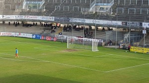 I tifosi dell'Agnonese nella Curva Sud del 'Nuovo Romagnoli'