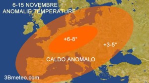 L'anticiclone arrivato sull'Europa (foto 3bmeteo.it)