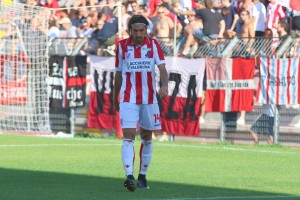 Kevin Magri con la maglia del Vicenza durante il match contro la Pro Piacenza