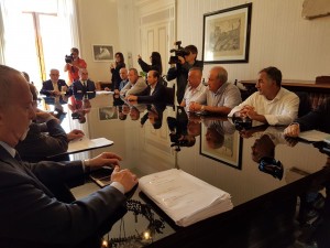 I rappresentanti sindacali presenti all'incontro