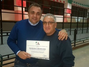 Il presidente della Federbocce Molise, Angelo Spina, e il numero uno della Frosolonese, Pasquale Mangione